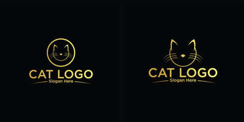 Simple cat logo design with creative concept premium vector