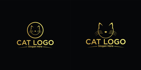 Simple cat logo design with creative concept premium vector © arif