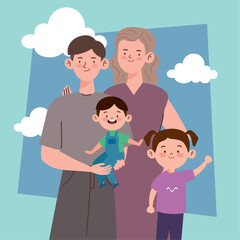 korean family with clouds