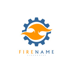 Fire Gear Logo designs vector, Fire Industry logo template