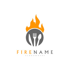 Fire Food logo template, Hot Food Logo designs concept vector