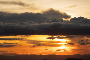 Beautiful scenery background of the sky during twilight makes it possible to see the beautiful colors of the natural sky. Beautiful colorful backdrop of the evening sky after sunset.