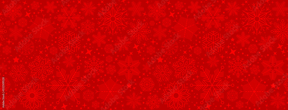 Canvas Prints christmas illustration with various small snowflakes on gradient background in red colors