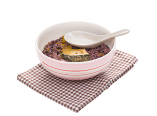 Steamed riceberry and pumpkin bowl.