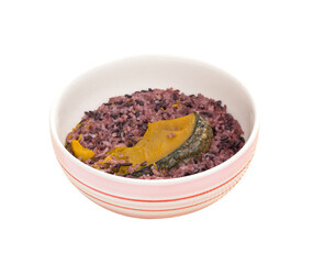 Steamed riceberry and pumpkin bowl.