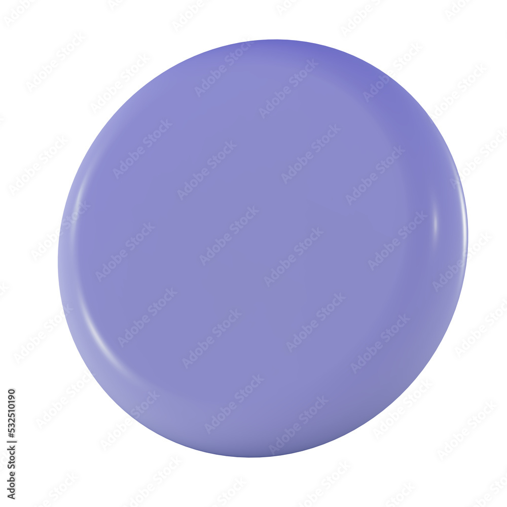 Poster 3d circle pill shape render in smooth gradient purple color. Geometric png element