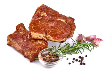 Smoked ribs, isolated on white background. High resolution image.
