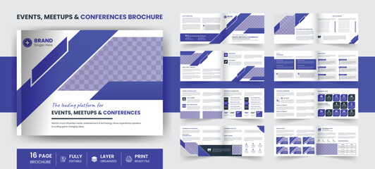 16 Page landscape Conference modern business, company profile, annual report, event meetups template