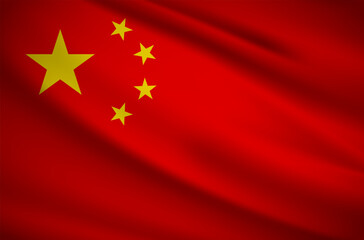 Realistic wavy flag of China background vector. China wavy flag vector