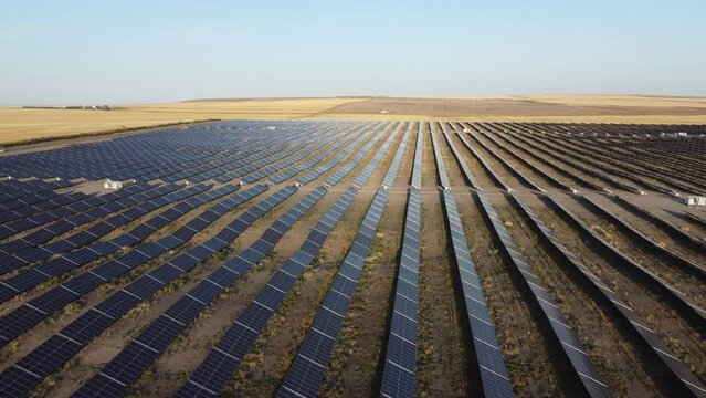 A large new solar farm in rural Alberta, Canada. 