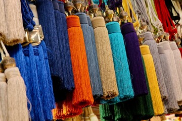 Colourful tassels on the Marrakech market, Morocco 