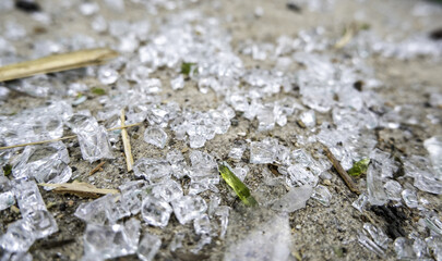 Broken glass on the floor