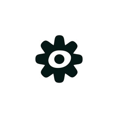 Black and white doodle flower clip art in png with transparent background. Vector simple icon for logo, postcard, print and other design