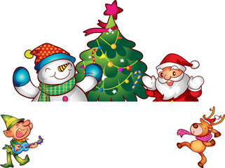 santa merry christmas cartoon character and element