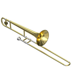 3d rendering illustration of a trombone - obrazy, fototapety, plakaty