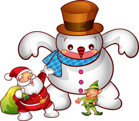 santa merry christmas cartoon character and element