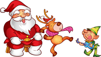 santa merry christmas cartoon character and element