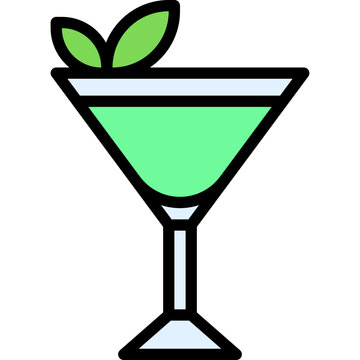 Grasshopper Cocktail Icon, Alcoholic Mixed Drink Vector