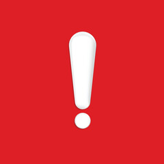Red exclamation mark symbol and social media communication sign icon on alert danger problem. 3D vector design. 3D rendering.