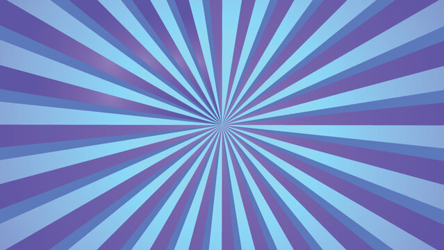 Middle blue rays on gradient background animation. Sunburst, radial, sun light, circus, stripe background rotation. Cartoon sunburst pattern Blue, Stripes sunburst rotating motion.