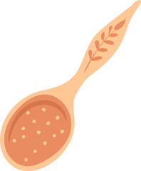 Wooden spoon icon. Cozy rustic scandinavian cutlery