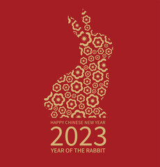 The Chinese new year 2023 - the year of the rabbit. Happy Chinese New Year 2023. Lunar new year.  - obrazy, fototapety, plakaty