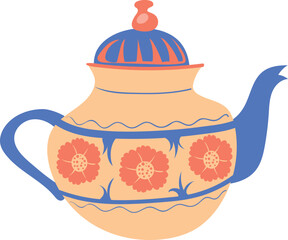 Ceramic teapot icon. Classic hand drawn pottery