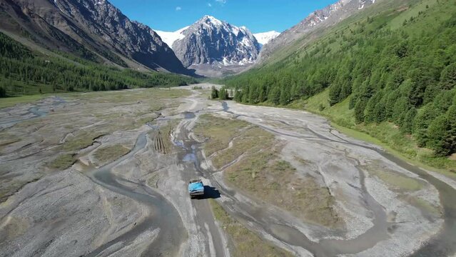 Truck in high altitude valley