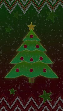 Christmas Tree Pixel Art 8 Bit Retro Vertical Video Loop