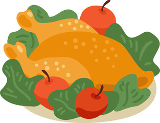 Festive turkey. Illustration