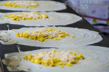 Thai Crepe or Pancake With Corn at Thailand