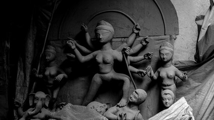 Naklejka na ściany i meble Durga idol at it''s making stage.