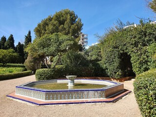 Fountain in Marivent (sea and wind) Park in Palma, Mallorca, Balearic Islands, Spain
