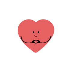 Cute smiling heart isolated on white background. Heart in a festive hat. Vector cartoon character illustration.