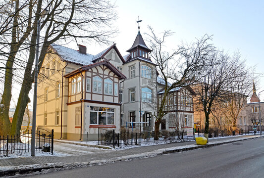 ZELENOGRADSK, RUSSIA. The building of the former villa "Waldfrieden" on a winter day. Kaliningrad region
