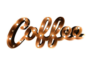 Sign of word Coffee in steampunk style with isolated background png