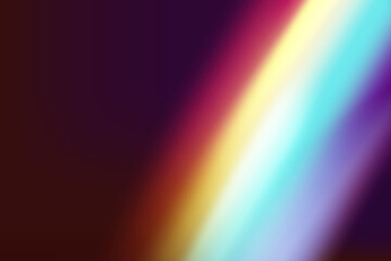 Rainbow highlights on a black background.Glare or reflection from water and glass.Glittering particles for social media backgrounds, product presentations, photo shots.