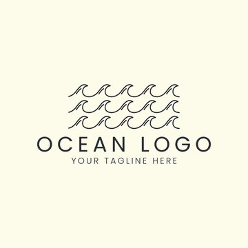 linear ocean style logo vector icon template illustration design. wave water, sea, logo design
