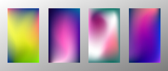 Abstract bright gradient background. Set of 4 backgrounds. Creative modern vector illustration. Holographic spectrum for coating.