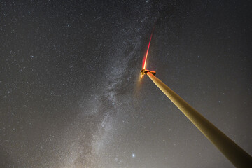 Milky way over wind power plant - 532520730