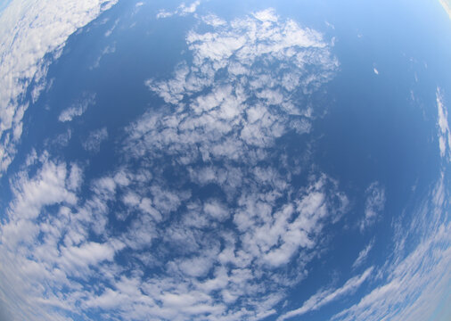 fisheye photo of blue sky and white clouds without planes