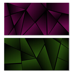 Obraz premium Abstract polygonal pattern. Set of two dark gradient polygonal backgrounds. Background design, cover, postcard, banner, wallpaper