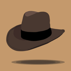 Vector icon panama hat for men isolated on brown background.
