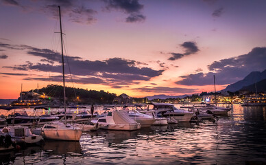 Makarska harbour sunset, Croatia - 532521928