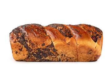 Bun with poppy seeds isolated on white background