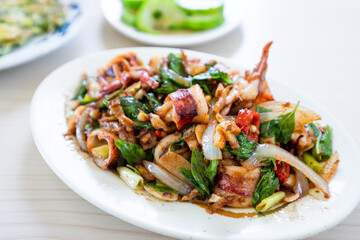 Fried squid dish seafood in Taiwan