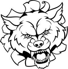 Wolf Sports Mascot Breaking Background