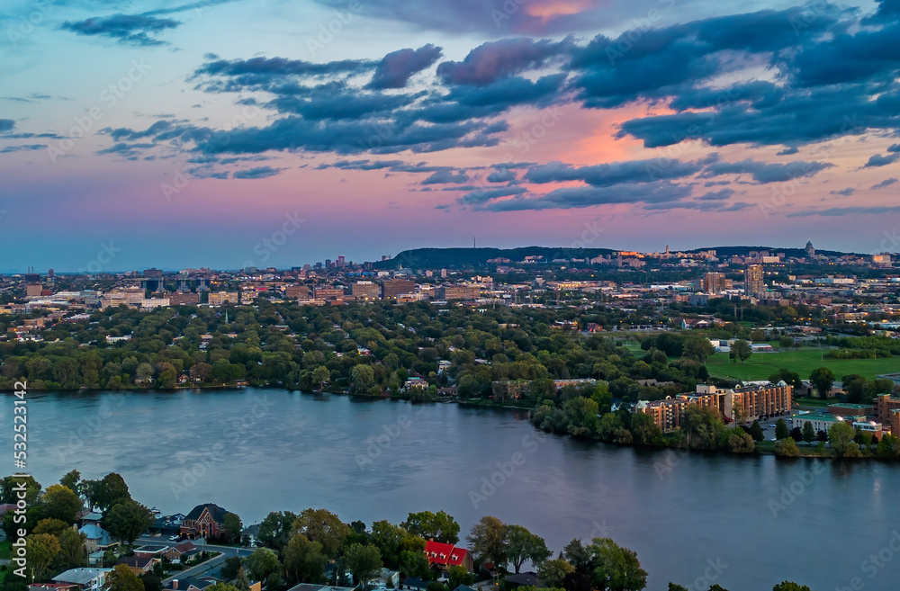 Sticker aerial view of laval city in quebec, canada