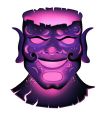 Fototapeta na wymiar scary halloween monster neon demon illustration