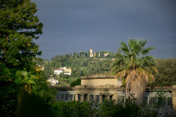 Fototapeta na wymiar Houses on the hills near Florence